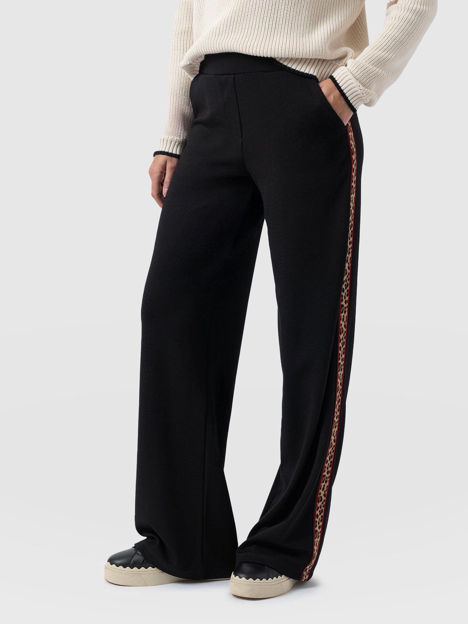 Victory Straight Leg Pant - Black - Leopard - Women's Pants | Saint + Sofia® USA